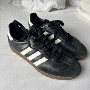 Adidas Black and White Sneakers with Gum Sole